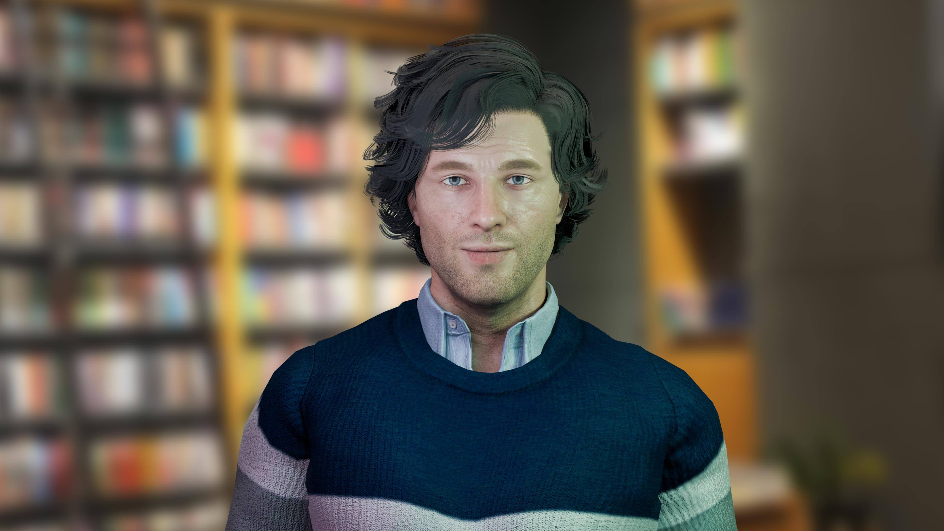 AI avatar interacting with a user from a laptop screen
